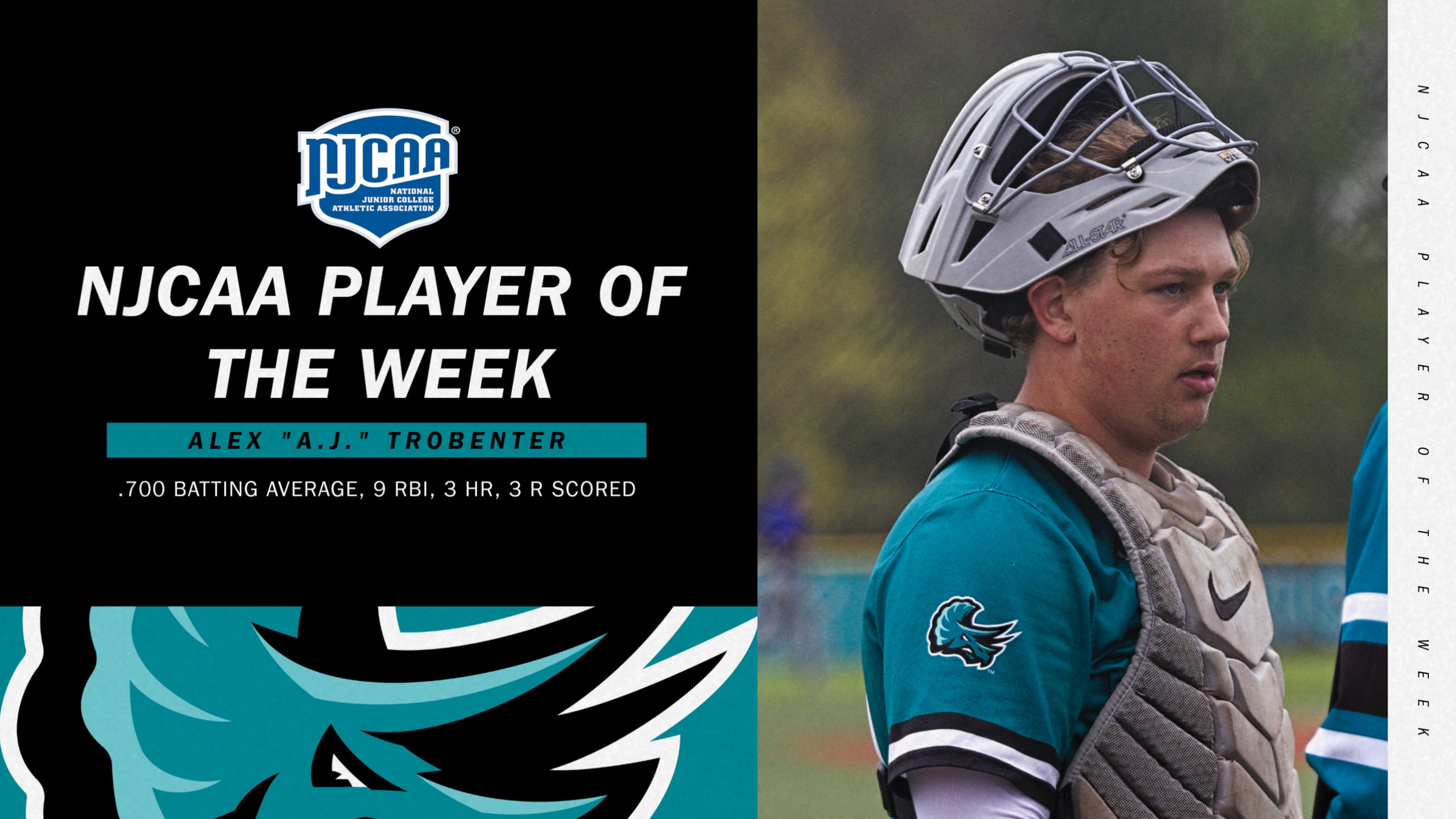 NJCAA names Alex &ldquo;A.J.&rdquo; Trobenter Player of the Week